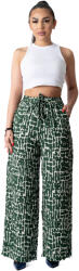 Pantaloni Chic Pantaloni Dama Largi Din Bumbac Verde cu Alb Indira