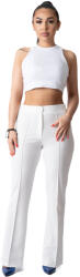 Pantaloni Chic Pantaloni Eleganti Albi cu Talie Inalta Madelyn