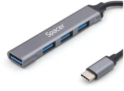 Spacer HUB extern SPACER, porturi USB: USB 3.0 X 1, USB 2.0 x 3, conectare prin TYPE-C, cablu 1m, aluminiu, (timbru verde 0.8 lei), "SPHB-TYPEC-4U-01 (SPHB-TYPEC-4U-01) - 2cumperi