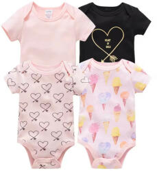 Foxy Baby Rövid ujjú pamut body szett (4db-os) ( 68 ) - Szívek és jégkrémek - pindurka