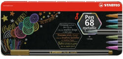 STABILO Pen 68 metallic fémdobozos 8db-os vegyes színű filctoll készlet