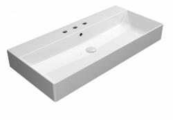 SAPHO GSI Kube X kerámiamosdó három csaplyukkal 100x47 cm, ExtraGlaze bevonattal, fehér 9423311 (9423311)