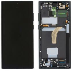 Samsung GH82-27487E Gyári Samsung Galaxy S22 Ultra 5G OLED kijelző érintővel fekete kerettel előlap (GH82-27487E)