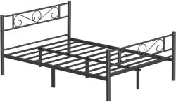 VASAGLE Kétszemélyes fém ágykeret, 140 x 190 cm, fekete (RMB063B01) - deco24