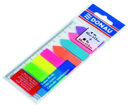 DONAU Oldaljelölő DONAU 12x45 mm címke+nyíl PP vegyes neon szín 8x25 lap (U7579001PL-99) - papir-bolt