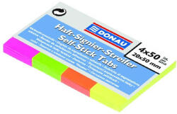 DONAU Oldaljelölő DONAU 20x50 mm papír vegyes neon szín 4x50 lap (U7576001PL-99) - papir-bolt