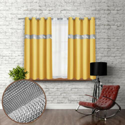 Mondo Italia Függöny a gyűrűk cirkóniával 140x160 cm pasztell sárga