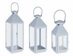 Bizzotto Set 3 felinare metal albastru Lucinda 11x10x25 cm, 15.5x15x40 cm; , 19.5x19x55 cm (0141520)