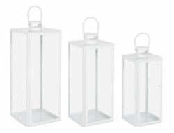 Bizzotto Set 3 felinare metal alb Lior 17x16x40.5 cm, 22x21x53.5 cm, 26x25x65 cm (0141511)
