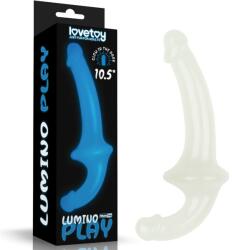 Lovetoy Strap-On Strapless Lumino Play Glow in the Dark, TPE, Alb, 26 cm