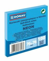 DONAU Bloc notes Donau neon, 76 x 76 mm, albastru, 100 de coli