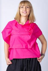 SHOPIKA Bluza fucsia asimetrica, extravaganta, din bumbac satinat Talie unica