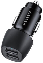 VEGER 2 USB szivargyújtós töltő 17w (fekete)