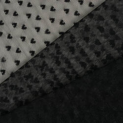 Takoy Tüll - fekete alapon szívecske mintával