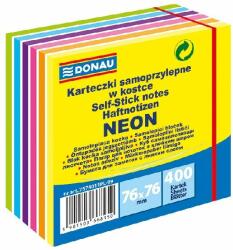 DONAU Öntapadós jegyzettömb DONAU 76x76 mm 400 lap vegyes neon színek 11 rétegű (U7574011PL-99) - tonerpiac