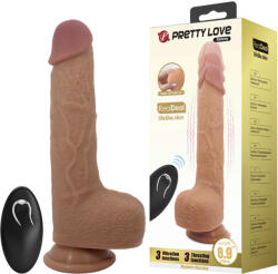 Pretty Love Tommy Thrusting & Vibrating RealDeal Dildo with Remote 22.5cm Brown Vibrator