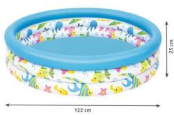 Bestway Háromgyűrűs Babapancsoló, gyerekmedence 122 x 25 cm tengeri halak mintával, 64717