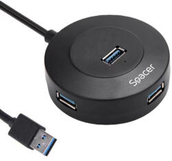 Spacer HUB extern SPACER, porturi USB: USB 3.0 X 1, USB 2.0 x 3, conectare prin USB 3.0, cablu 1m, Plastic ABS, Negru, (timbru verde 0.8 lei), "SPHB-USB-4U-02 (SPHB-USB-4U-02) - 2cumperi