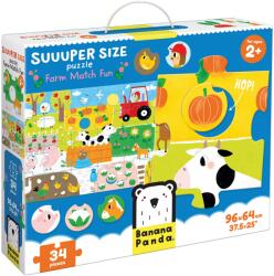 BANANA PANDA Puzzle de podea Banana Panda din 34 de piese - Conectează animalele de la fermă (49108) Puzzle
