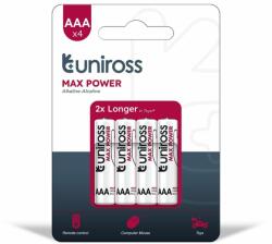 Uniross LR03 MAX POWER 1.5V alkáli tartós elem, AAA (micro), 4 db/bliszter (UMPAAAPK4)