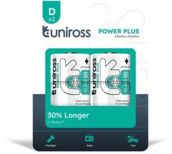 Uniross LR20 POWER PLUS 1.5V alkáli tartós elem, D (góliát), 2 db/bliszter (UPPDPK2)