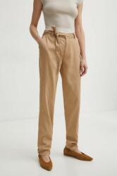 Medicine pantaloni femei, culoarea bej, fason chinos, high waist ZPYH-SPD050_80X