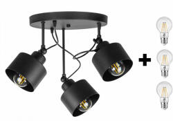 Glimex LAVOR állítható mennyezeti lámpa fekete 3x E27 + ajándék LED izzók (GKL55C) - pepita
