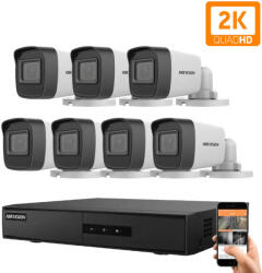 Hikvision 7 biztonsági kamerás IP kamera rendszer 4MP