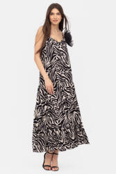 SHOPIKA Rochie cu volane si bretelute, lunga, animal print alb-negru Talie unica