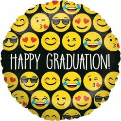 Grabo Balon folie rotund Happy Graduation smile face 46 cm
