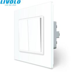 LIVOLO C772K5HW LIVOLO N105 csillár nyomó-dupla impulzuskapcsoló fehér üvegkerettel (C772K5HW)
