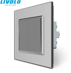 LIVOLO C772K5HS LIVOLO N105 csillár nyomó-dupla impulzuskapcsoló ezüst üvegkerettel (C772K5HS)