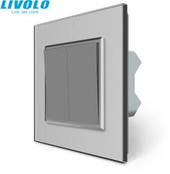 LIVOLO C77K22S LIVOLO 102 dupla kétpólusú ezüst üvegkeretes villanykapcsoló (C77K22S)