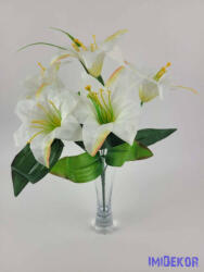  Liliom 5 ágú selyem csokor 32 cm - Törtfehér