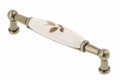 GTV Porcelán-fém bútorfogantyú, antik bronz-barna virággal, 96 mm furattávval (UP_WP0728_BB)