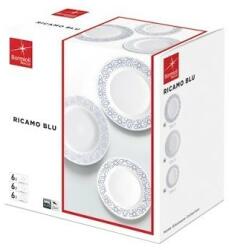 GimiHome Set farfurii opal, 18 piese, Bormioli Ricamo Blue (GM568043) Serviciu de masa