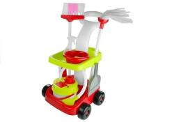 LeanToys Set carucior de curatenie pentru copii, Cleaning Trolley, cu 8 Accesorii de jucarie, Multicolor, LeanToys, 3560 (GM79657) - brothershome