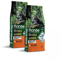 Monge BWild Grain Free Dog Puppy, Junior - kacsa, burgonya 2x15kg