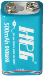 AccuCell 9V Li-ion block akku, 6LR61, 6F22, 8.4V, 500mAh, Micro USB csatlakozó aljzattal, kábel nélkül