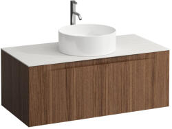 Laufen ARUN Fiókos elem 1000, 1 fiókkal, kivágással középen, Ardesia Bianca felülettel csaplyuk kivágással, Natúrfa H4141151516301 (H4141151516301)