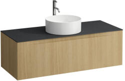 Laufen ARUN Fiókos elem 1200, 1 fiókkal, kivágással középen, Ardesia Nera felülettel csaplyuk kivágással, Világos Tölgy H4151251512501 (H4151251512501)