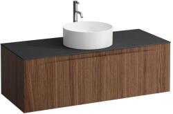 Laufen ARUN Fiókos elem 1200, 1 fiókkal, kivágással középen, Ardesia Nera felülettel csaplyuk kivágással, Natúrfa H4151251516301 (H4151251516301)