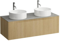 Laufen ARUN Fiókos elem 1200, 1 fiókkal, kivágással jobb és bal oldalon, Piasentina Grigio felülettel csaplyuk kivágással, Világos Tölgy H4161291512501 (H4161291512501)