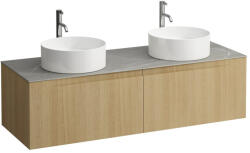 Laufen ARUN Fiókos elem 1400, 2 fiókkal, kivágással jobb és bal oldalon, Piasentina Grigio felülettel csaplyuk kivágással, Világos Tölgy H4161391512501 (H4161391512501)