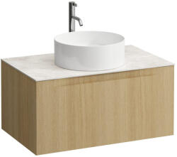 Laufen ARUN Fiókos elem 800, 1 fiókkal, kivágással középen, Botticino Crema felülettel csaplyuk kivágással, Világos Tölgy H4171051512501 (H4171051512501)