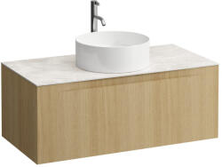 Laufen ARUN Fiókos elem 1000, 1 fiókkal, kivágással középen, Botticino Crema felülettel csaplyuk kivágással, Világos Tölgy H4171151512501 (H4171151512501)