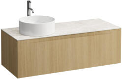Laufen ARUN Fiókos elem 1200, 1 fiókkal, kivágással bal oldalon, Botticino Crema felülettel csaplyuk kivágással, Világos Tölgy H4171261512501 (H4171261512501)