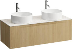 Laufen ARUN Fiókos elem 1200, 1 fiókkal, kivágással jobb és bal oldalon, Botticino Crema felülettel csaplyuk kivágással, Világos Tölgy H4171291512501 (H4171291512501)