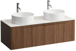Laufen ARUN Fiókos elem 1200, 1 fiókkal, kivágással jobb és bal oldalon, Botticino Crema felülettel csaplyuk kivágással, Natúrfa H4171291516301 (H4171291516301)