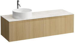 Laufen ARUN Fiókos elem 1400, 2 fiókkal, kivágással bal oldalon, Botticino Crema felülettel csaplyuk kivágással, Világos Tölgy H4171361512501 (H4171361512501)